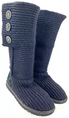 UGG Australia 5819 Classic Cardy Black Knit Fold Over Boots Shoes US Women's 9 • $39.99