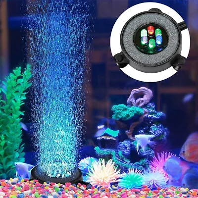 £11.89 • Buy LED Aquarium Light Fish Tank Bubble Pump Round Air Stone Disk Color Changing UK
