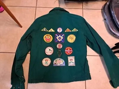 Vintage OFFICIAL BOY SCOUT GREEN JACKET With Vintage Patches Front/back LookPics • $89