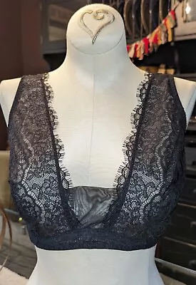 New Victoria's Secret Vs 32ddd Dream Angels Black Unlined Plunge Lace U/w Bra • $20