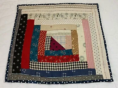 Vintage Patchwork Quilt Table Topper Log Cabin Early Calico Prints Florals • $17.95