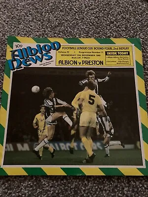 West Brom V Preston  Football Programme 12/11/80 League Cup • £0.80