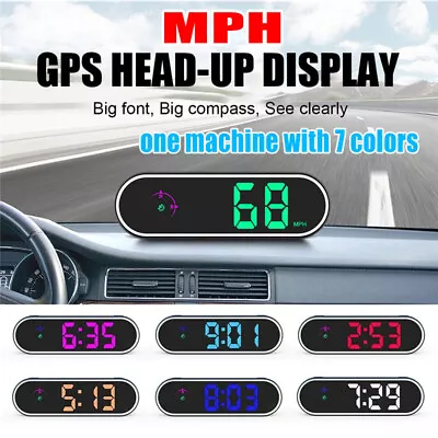 Car Digital GPS HUD Head Up Display MPH Speedometer Compass LCD Alarm Universal • £10.99
