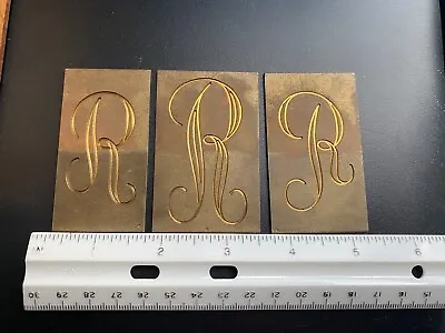 NEW HERMES BRASS MONOGRAM ENGRAVING FONTS In Wooden Box 1.75 X 2.75 Inch Letters • $80