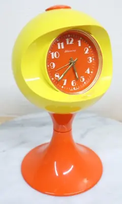 Vintage Rare Yellow & Orange Blessing Mid-Century Modern Pedestal Clock Pop Art • $399.99