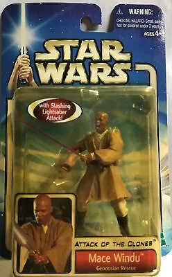 STAR WARS - HASBRO - AOTC - MACE WINDU -  GEONOSIAN RESCUE  - With Lightsaber • $35