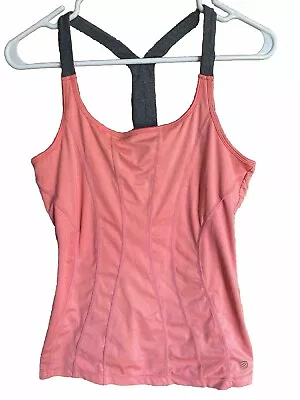 MPG Coral And Gray Athletic Racerback Tank Top Built In Sports Bra Medium • $11