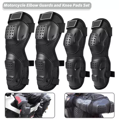 Motorcycle Knee Pads Adjustable 4 PCS Knee Elbow Armor Long Leg Sleeve Gear • $20.15