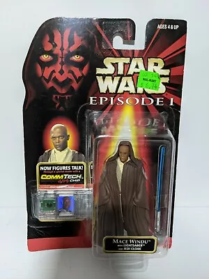 Star Wars Episode 1 Mace Windu With LightSaber Carded Hasbro 1998 • $15