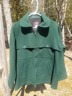 Johnson Woolen Mills Vintage Double Cape Wool Jacket Spruce Green Size 42 USA • $139.92