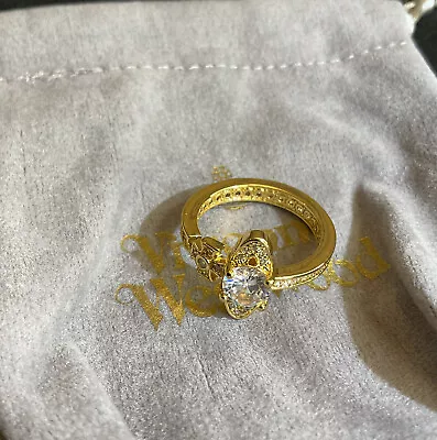 Vivienne Westwood Nana Gold Tone With Crystal Saturn Orb Ring Size 7 #361 • $79