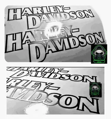 2x 200mm Wide PREMIUM GLOSS BLACK Harley Davidson Die Cut Tank Decals F100 Chev • $55