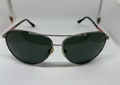 $150 • Buy Authentic Prada Men’s Sport SPS52L Aviator Sunglasses - Silver Black - With Case