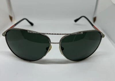 $150 • Buy Authentic Prada Men’s Sport SPS52L Aviator Sunglasses - Silver Black - With Case