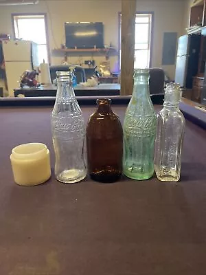 Vintage Bottles Lot Of 5 Two Cokes The One Is Greenville Other Clear • $1