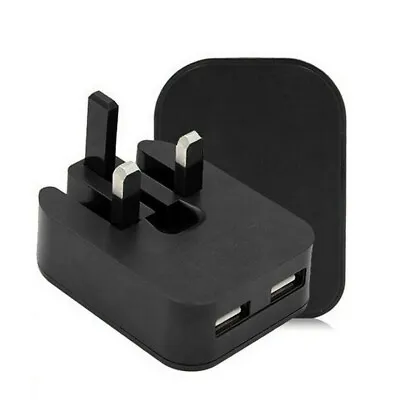 Fast Charger 2.1A Dual Twin 2 Port USB Folding UK Mains Wall Plug Adapter • £3.24