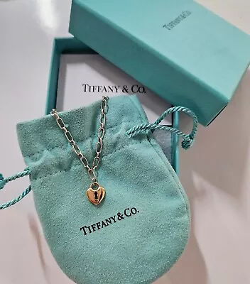 Tiffany & Co. Sterling Silver Bracelet With 18ct Gold Heart Keyhole Padlock • £345