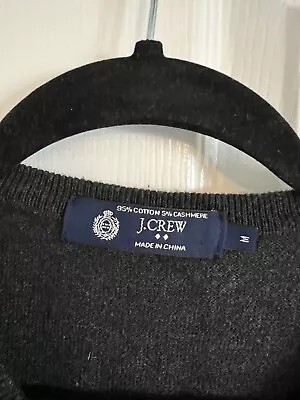 J Crew Sweater V-neck Womens M Medium Cashmere And Cotton Dark Gray • $15