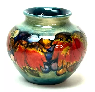 £371.26 • Buy 1930s MOORCROFT Blackberry & Leaf FLAMBE GLAZE CABINET VASE Art Pottery ENGLAND