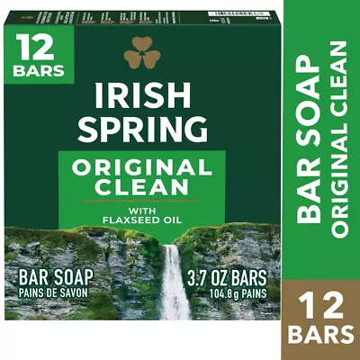Irish Spring Bar Soap For Men Original Clean Mens Bar Soap 12 Pack 3.7 Oz Soa • £18.90