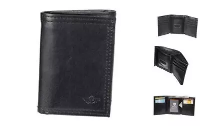  Men's Extra Capacity Trifold Wallet With Zipper Pocket One Size RFID Black • $18.81