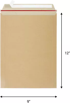 100 Pack Kraft Brown 9x12 Self Seal Envelopes Rigid Mailers Photo Document Flat • $49.99