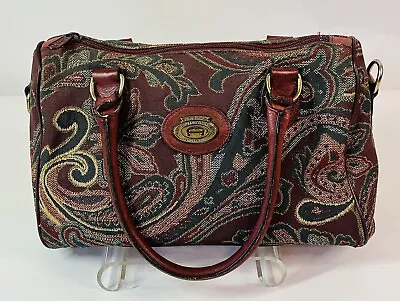 Vintage Etienne Aigner Leather & Tapestry Handbag • $29