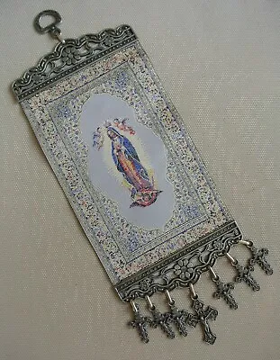 La Virgen De Guadalupe Our Lady Guadalupe Textile Wall Hanging With Crosses • $11.83