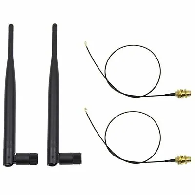 Dual Band WiFi Antenna 2 X 6dBi 2.4GHz 5GHz RP-SMA + 2 X 35cm U.fl / IPEX Cable  • $9.98