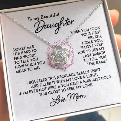 To My Beautiful Daughter Love Knot Necklace Daughter Necklace From Mom With Box • $17.99