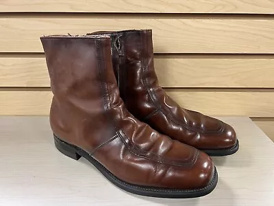 Vintage Mason Shoes Leather Zip Ankle Boots Men 9 D Brown Style 22465LI • $24.99