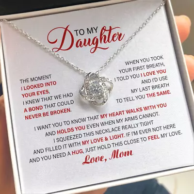 To My Daughter Necklace Gift Daughter Love Knot Necklace From Dad Mom • $17.99