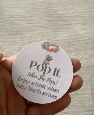 Personalised Pop It When She Pops  Baby Shower Round Gift Tags X 10 Unisex • £3.60