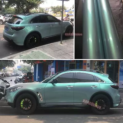 Grey Green Chameleon Gloss Chrome Pearl Metal Car SUV Hood Vinyl Wrap Sticker US • $3.79