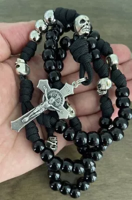 Momento Morí Catholic Rosary St. Benedict Crucifix Durable Rosary- Handmade • $23.97