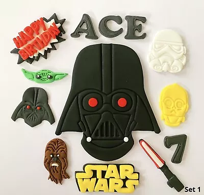 Edible Fondant Star Wars Darth Vader Cake Topper Fondant Sugar Paste Decorations • £10.99