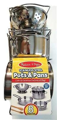$37.98 • Buy Melissa & Doug 8-Piece Stainless Steel Pots And Pans Set - Pretend Play