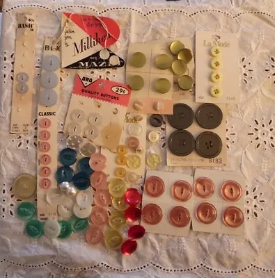 Vintage Multi Color Mother Of Pearl Finish Buttons Mixed Lot Plastic Sewing  • $12.99