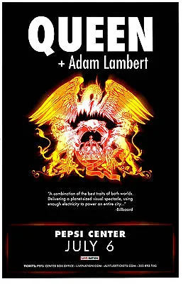 $15.83 • Buy QUEEN / ADAM LAMBERT 2017 DENVER CONCERT TOUR POSTER-Rock Music, Freddie Mercury