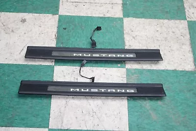 15-20 MUSTANG Coupe Black W/Brushed Plate Illuminated Door Sill Trim Pair 2x OEM • $87.99