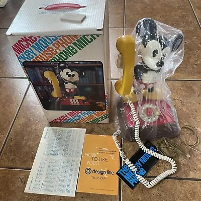 VTG Mickey Mouse Phone Rotary Landline Telephone Disney With Box 1976 • $99.95