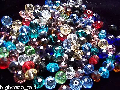 50pcs Flat Round Rondelle  Faceted Sparkly Assorted Crystal Beads 10x8 Mm • £2.59