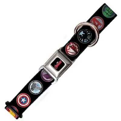 New Dog Collar - Marvel Avengers Symbols - Small - Buckle-down Seatbelt • £18.99