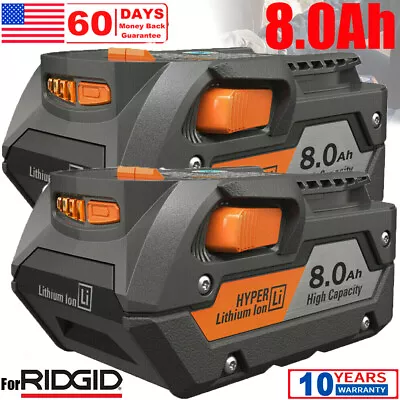 2PACK For Ridgid R840087 8.0Ah Lithium Battery Rigid 18 Volt R840085 R840083 US • $96.98