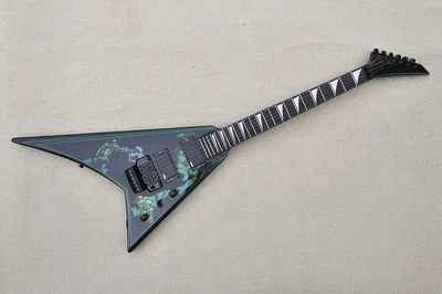 $329 • Buy Factory Customized V Shape Black Electric Guitar With Black Hardwares FR Bridge