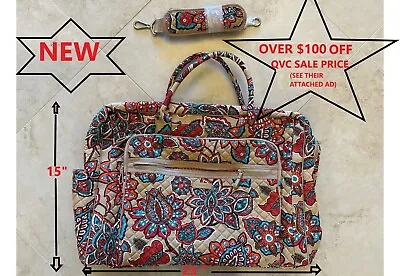 NEW-Vera Bradley's LARGE QUILTED DELUXE WEEKENDER TRAVEL BAG W/10 COMPARTMENTS • $59.95