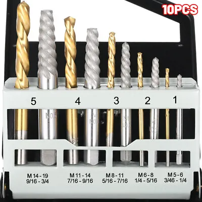 10pcs Cobalt Left Hand Drill Bit Broken Bolt Damaged Screw Extractor Set A7L7 • £10.25