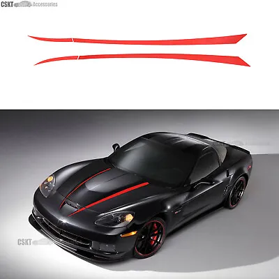 Red Accent Engine Hood Racing Strips Decal Vinyls For Corvette C6 2005-2013 • $38.99