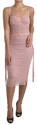 DOLCE & GABBANA Dress Pink Bustier Corset Lace Up Bodycon IT44/US10/L 4130usd • $1039