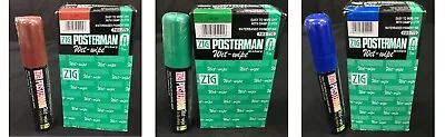 ZIG Posterman Wet Wipe Pens 15mm Big & Broad Tips Chalkboard Glass Plastic  • £4.75